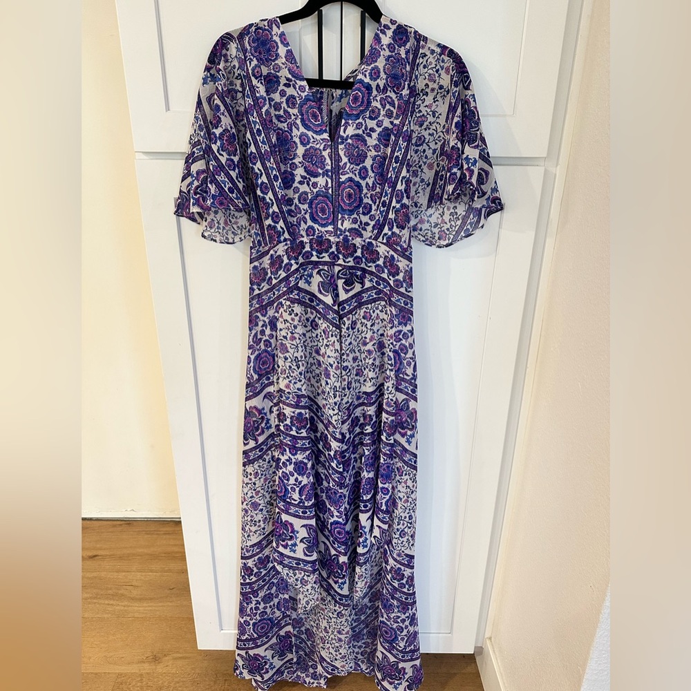 Adelyn Rae Boho Floral Maxi Dress – Purple Blue – Size M